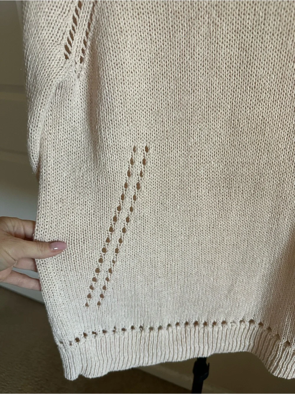 J. Crew Cream Openwork Knit Crewneck Sweater